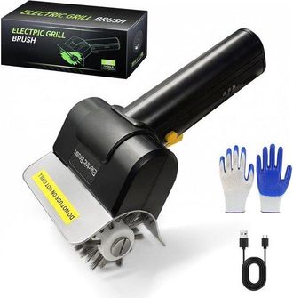 OEM Cepillo El&eacute;ctrico Barbacoa Limpiador Parrilla Giratorio 700-800 Rpm, Cabezal Cepillo Reemplazable Acero Inoxidable 304, Barbacoa Recargable C