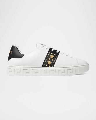 Versace Men & apos;s La Greca Leather Low-Top Sneakers