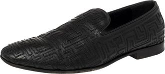 Versace Black Leather Smoking Slippers