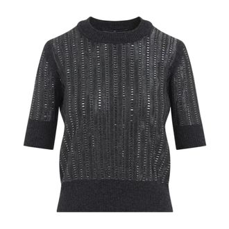 Ermanno Scervino Round-neck Knitwear, female, Gray, Size: XS Grey Sweater Elegant Luxury Blend