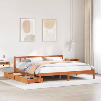 Berkfield Home Bed Frame without Mattress Wax Brown 200x200 cm Solid Wood Pine