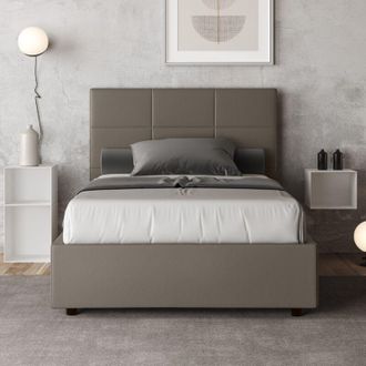 Les Tendances Les Tendances - Letto matrimoniale francese con rete imbottito 140x190 similpelle cappuccino Mika