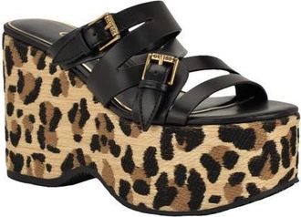Guess Nailah Platform Wedge Sandal in Black at Nordstrom, Size 5.5