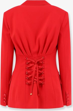 Elisabetta Franchi Womens Fitted Red Blazer With Laced Back Polyester Blazers Jacket