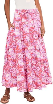 Free People Zephyr Bustle Convertible Womens Skirt Coral Combo : MD (Womens 8-10), Cotton