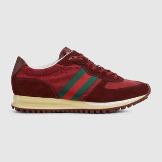 スニーカー GUCCI Red Fabric And Suede Sneakers GUCCI Men's Red Leather Suede Hi High Top Sneakers 309520