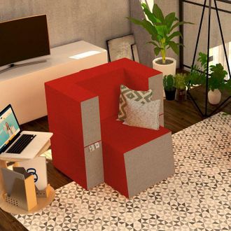 Baldiflex Baldiflex Poltrona Morbida Convertibile in Pouf color Rosso Pompeiano Praticha