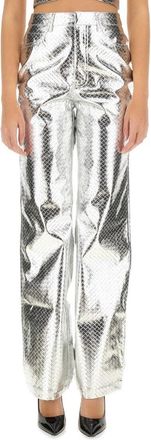 Rotate High-Waisted Metallic Finish Straight Leg Pants