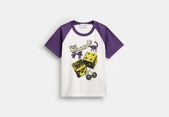 Coach Womens Charms Raglan T-Shirt in Organic Cotton, Size X-Small