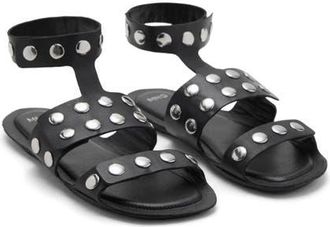 Mango Studded Ankle Strap Sandal in Black at Nordstrom, Size 8.5Us