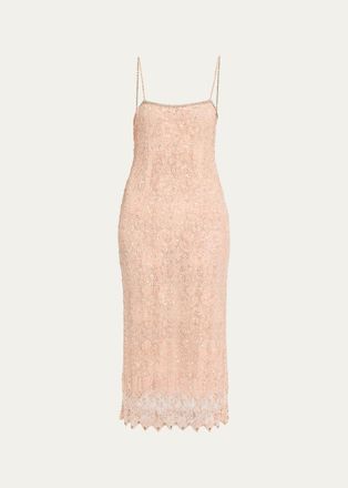 LoveShackFancy Olandria Embellished Midi Dress