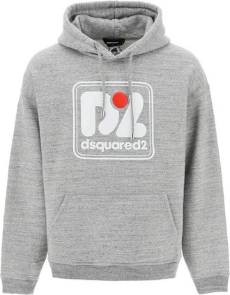 Dsquared2 Grijze Bedrukte Hoodie - Heren - Hoodies - Grijs - L - Katoen - Hoodies & sweatvesten
