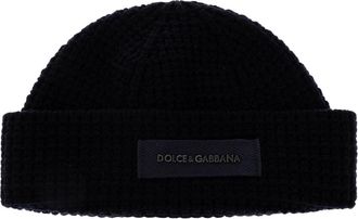 Dolce & Gabbana Wolmuts met ingenaaid logo - Heren - Hoeden - Zwart - ONE Size - Wol - Accessoires