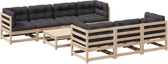 vidaXL Juego De Sof&aacute;s De Jard&iacute;n 8 Pzas Con Conjines Madera Maciza Pino Vidaxl
