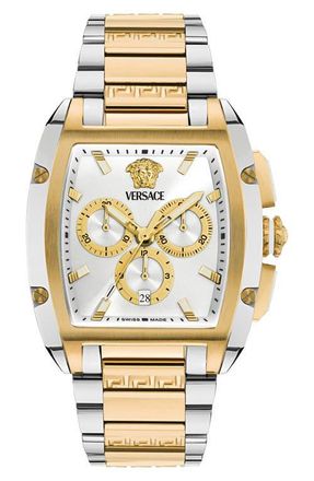 Versace Dominus Chronograph Bracelet Watch, 42mm x 50mm in Two Tone at Nordstrom