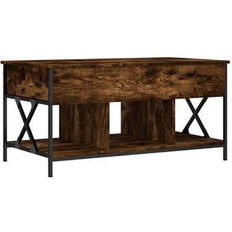 vidaXL Mesa De Centro Madera Ingenier&iacute;a Metal Roble Humo 100x55x50 Cm Vidaxl