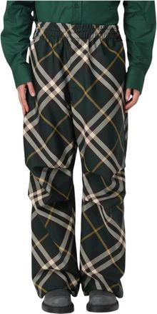 Burberry Groene Geruite Broek met Relaxte Pasvorm - Heren - Wijde Broeken - Groen - S - Broeken