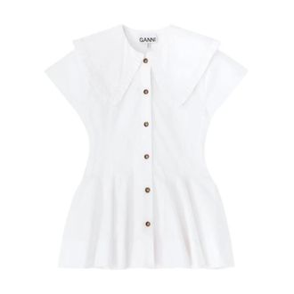 Ganni Shirts, female, White, Size: XS Stretch Poplin Shirt