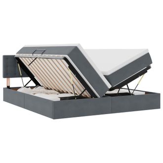 vidaXL Cama De Almacenamiento Led Con Colch&oacute;n Gris Oscuro 180 X 200 Cm Vidaxl