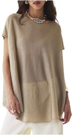Majestic Filatures Overhemden, Dames, Beige, M, Ruimvallende top met lurex