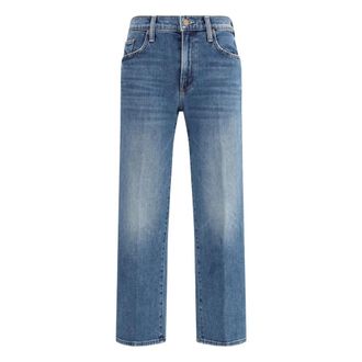Mother Mid Rise Rambler Zip Ankle Fray Jeans - Dames - Jeans - Blauw - Maat: W25 Katoen