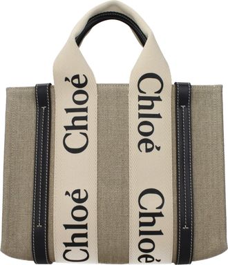 Chlo&eacute; Damess Woody stoffen handtas beige/zwart