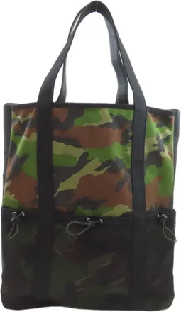 MCM Mcm Black Khaki Canvas Leather Tote Bag (Pre-Owned)