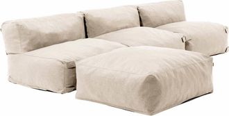 Oviala Sofá de esquina fijo modular con 3 sillones y 1 puff arena