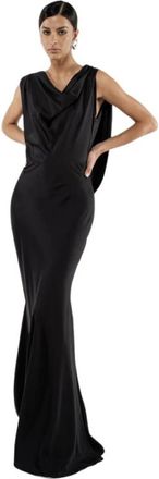 Actualee Zwarte Polyester Lange Jurk - Dames - Avondkleed - Zwart - XL - Polyester - Kleedjes