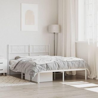 vidaXL Vidaxl - Estructura Cama Sin Colch&oacute;n Con Cabecero Metal Blanco 120x200cm
