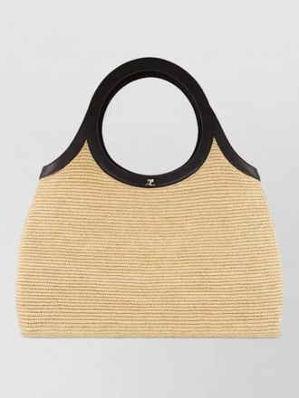 Courr&egrave;ges beach bag woven texture circular handles contrast trim