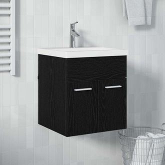 vidaXL vidaXL Armadio sottolavello con porta Rovere Nero 41 x 38,5 x 46 cm