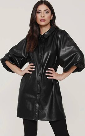 Dolce Cabo Soft Vegan Leather Tunic In Black