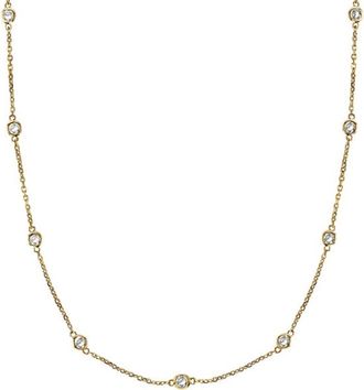 Allurez Natural Diamond Station Necklace Bezel-Set 14k in Yellow Gold at Nordstrom, Size 18