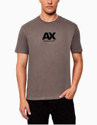 Armani Mens Armani Exchange Mens T-Shirts Milano AX Print Tee - Brown - Size: 38