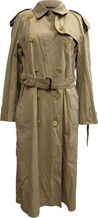 Burberry Pre-owned Womens Double-Breasted Belted Trench Coat in Beige Cotton - Size 4 UK