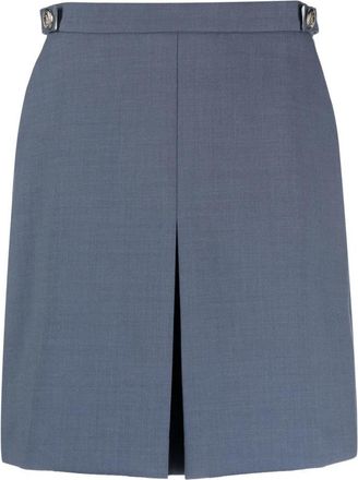 Tommy Hilfiger Gouden Knoop Minirok - Dames - Korte rokken - Blauw - S - Wol - Rokken