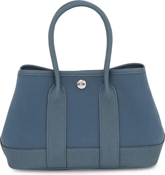 Herm&egrave;s Blue Toile Officier Negonda Leather Tote Bag
