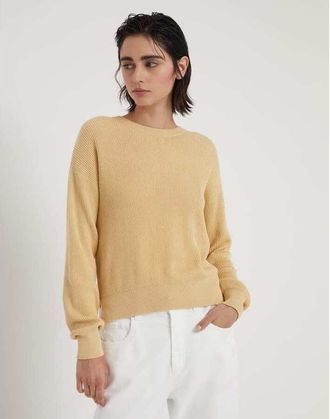Brunello Cucinelli Light Yellow Ribbed Sweater, Size X-Large