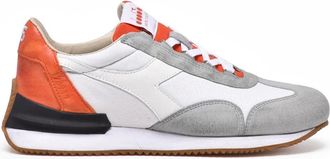 Diadora White Grey Leather Polyester Equipe Sneakers