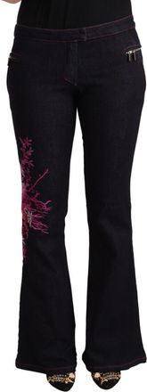 Exte Cotton Mid Waist Cotton Fla Womens Jeans