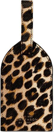 Smythson leopard-print luggage tag - unisex - Calf Leather - One Size - Neutrals