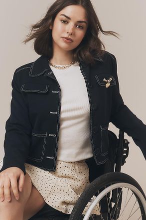 Central Park West Topstitch Knit Jacket