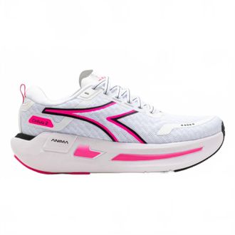 Diadora Womens Cellula 2 Running Shoes In White/black/pink Fluorescent