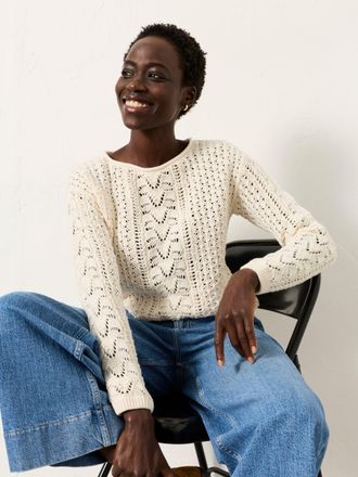 Fat Face FatFace Cameron Ivory Knitted Textured Jumper