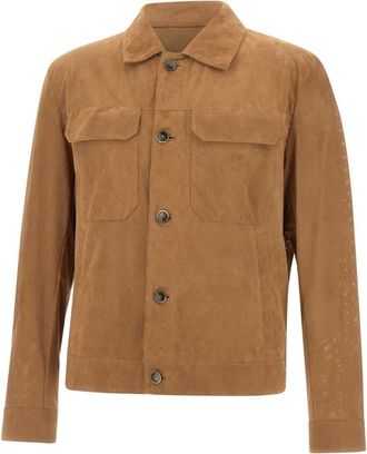 HUGO BOSS Suede Jacket - male - Boss - Leather Jackets - Brown - 2XL - Jackets
