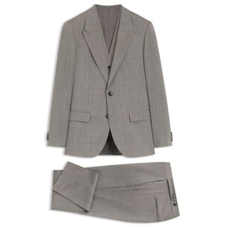 HUGO BOSS Three-piece slim-fit suit in wool-blend poplin