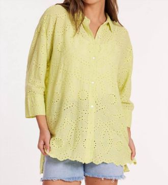Mod-o-doc 3/4 Sleeve Easy Lace Shirt In Sunglow