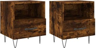 vidaXL Vidaxl - Mesita Noche 2 Uds Madera Ingenier&iacute;a Roble Ahumado 40x35x47,5cm