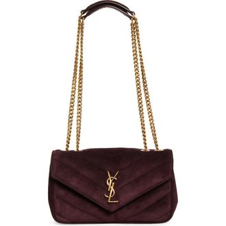Saint Laurent Small Loulou Chain Leather Shoulder Bag in Smoky Burgundy at Nordstrom